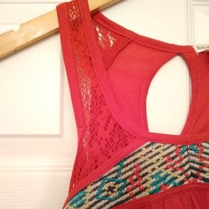 Cute red lace detailed tank